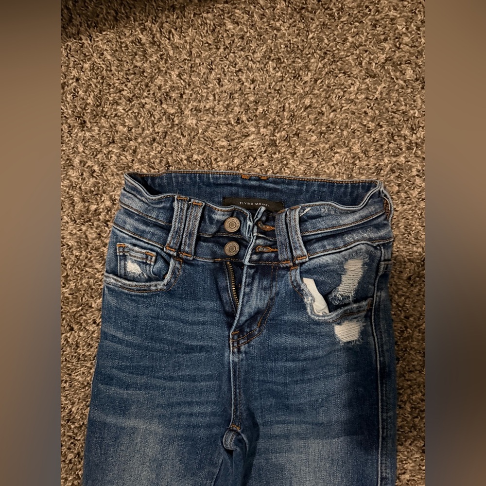 Flying Monkey Blue Distressed Flare Jeans